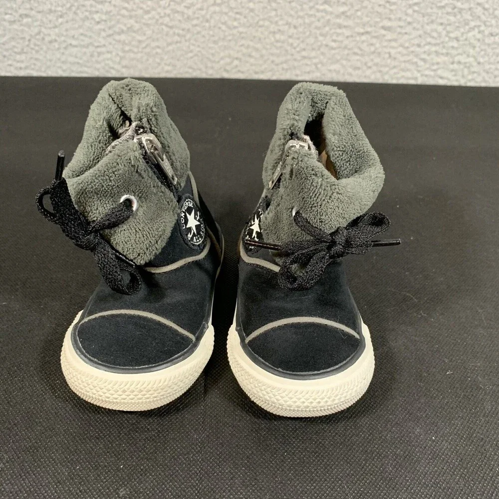 Converse Black Suede Ankle Boot Side Zip Size Us Kid Size 4C‎ EUC